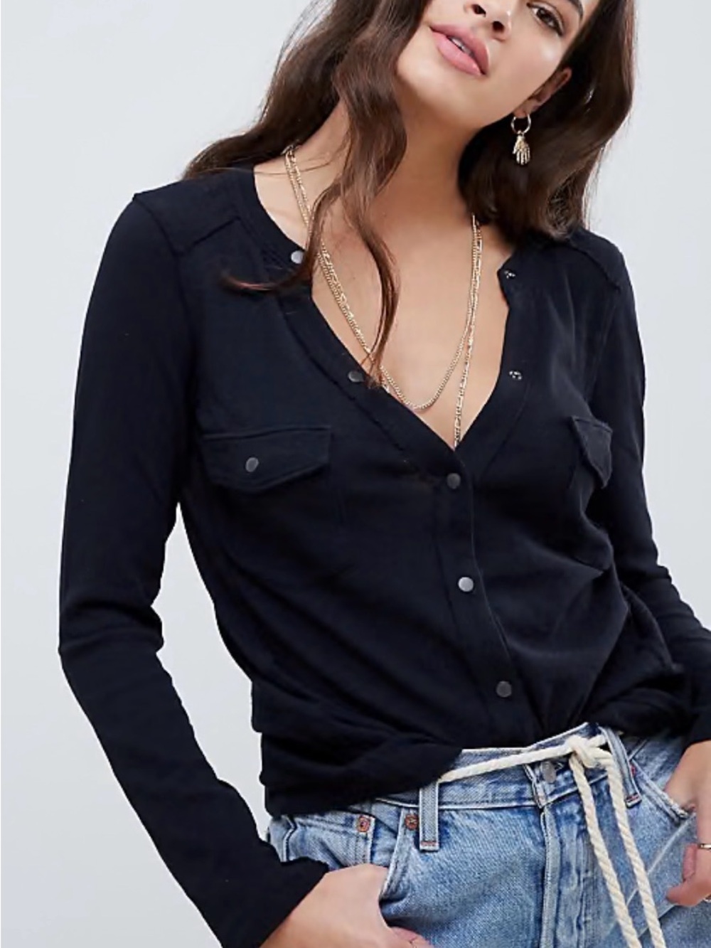 Free People Starlight Henley Top - size Small